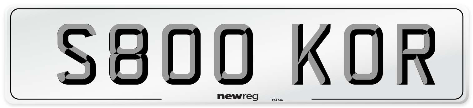 S800 KOR Number Plate from New Reg